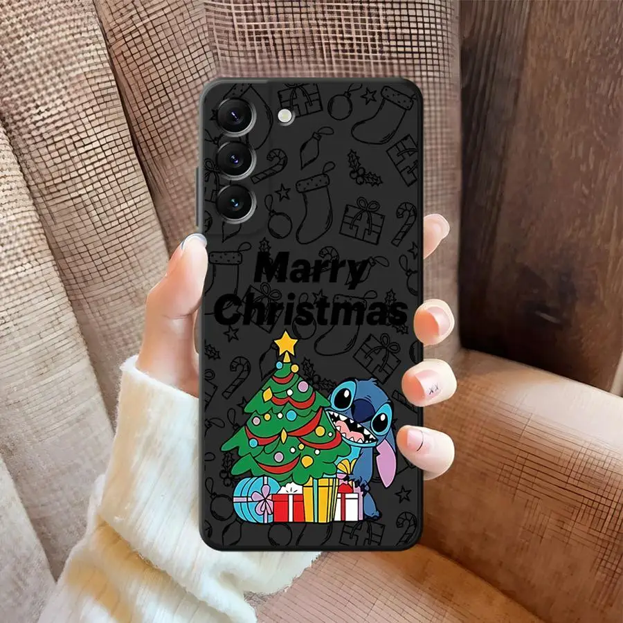 Funda para Samsung Galaxy A32 A26 A72 A24 A55 A25 A71 A41 A35 A36 A23 A53 A22 A52 A51 A73 funda negra suave para teléfono Stitch Navidad - imagen 5