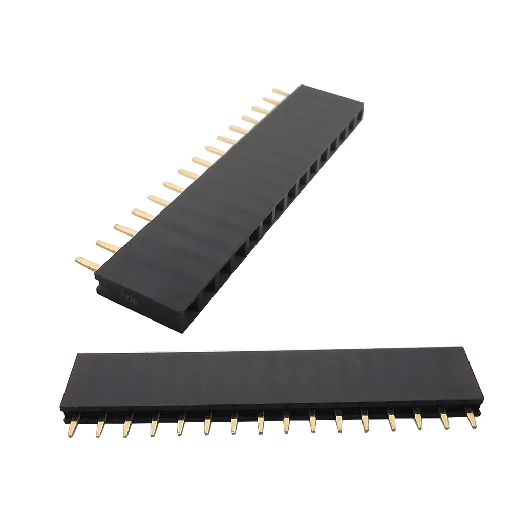 Tira de clavija hembra de paso de una sola fila, Conector de placa PCB de 2 a 40 Pines, adaptador de Pin derecho chapado en oro, 50 Uds., 2,54mm - imagen 3