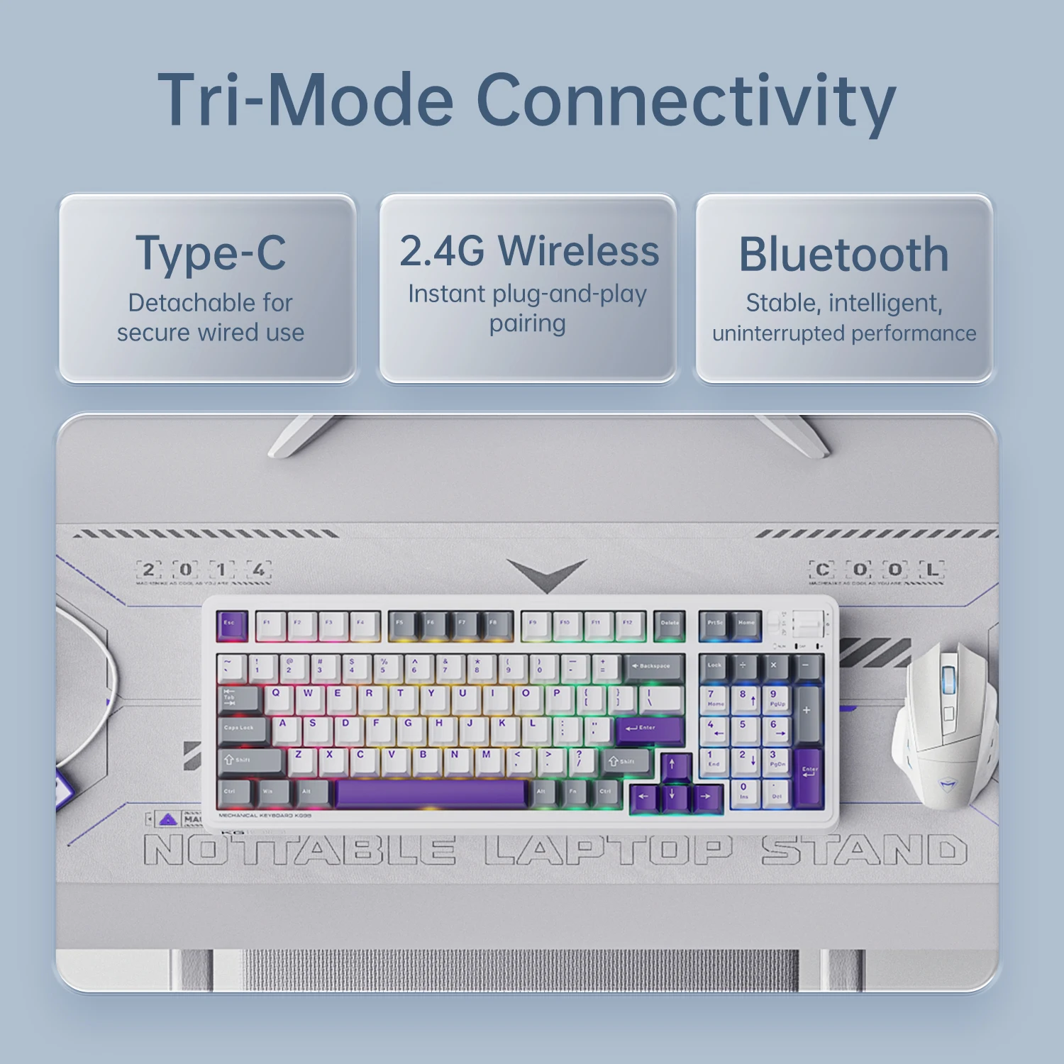 MACHENIKE KG98 Teclado mecánico triple modo 10000mAh Bluetooth teclados inalámbricos de tamaño completo para juegos para PC portátil Gamer - imagen 5