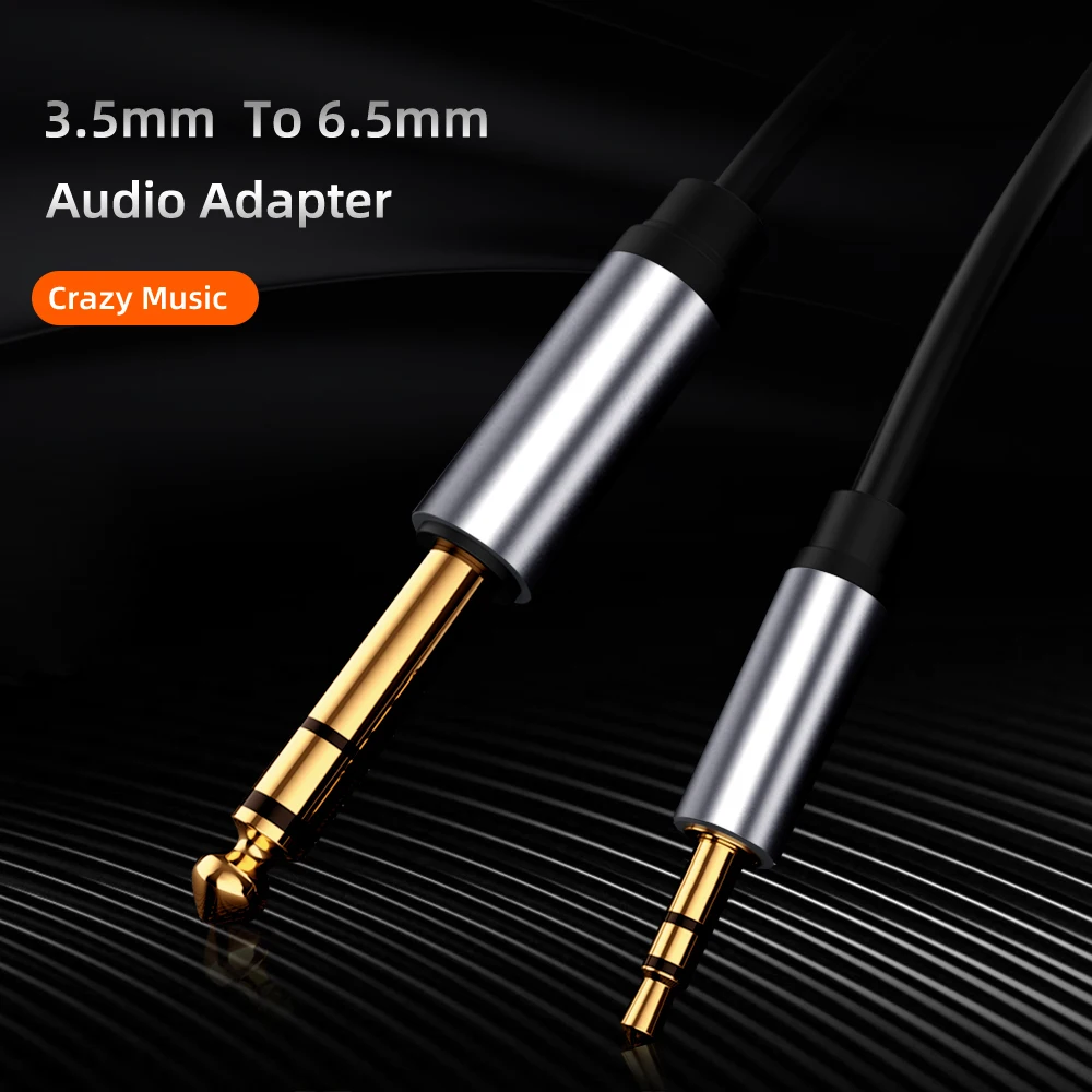Adaptador de Audio TRS de 3,5mm a conector de 6,35mm, Cable estéreo auxiliar chapado en oro de 6,5 a 3,5 para PC, mezclador de auriculares, amplificador de guitarra y altavoz - imagen 2