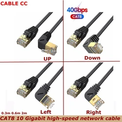 Cable Ethernet CAT8 FFTP RJ45 en L para Portátil, PS4 y Router