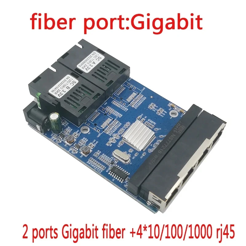 Conmutador de fibra 4 RJ45 UTP 2 SC Gigabit convertidor de medios ópticos de fibra 2SC 4 RJ45 2G4E placa Ethernet PCBA - imagen 5