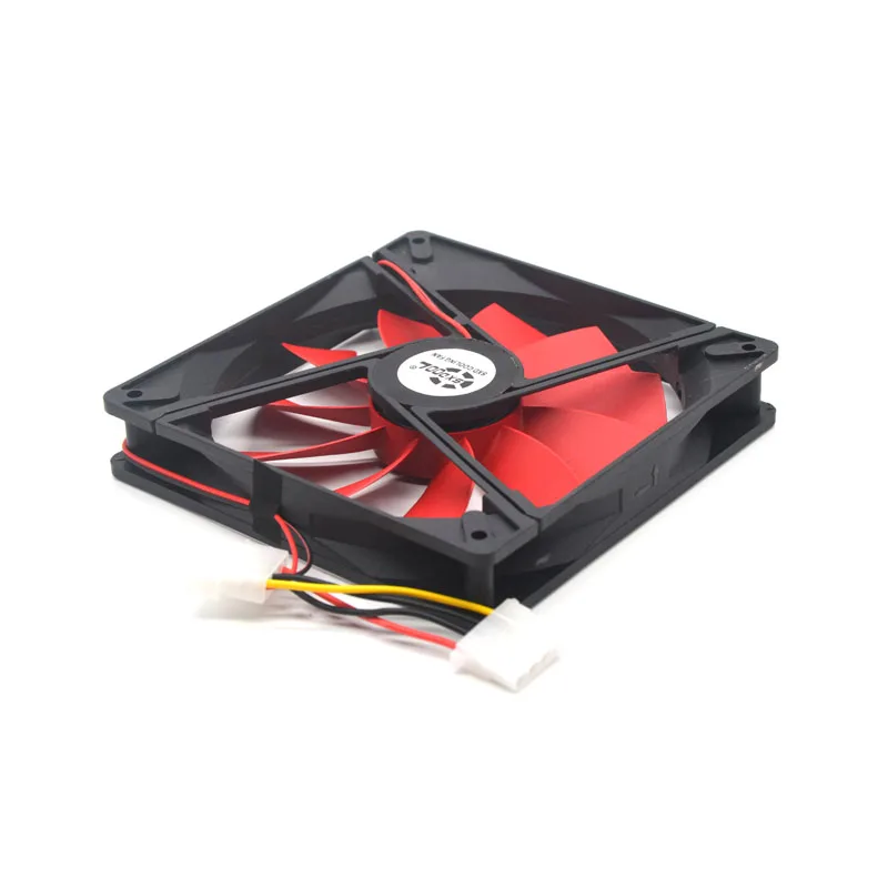 Ventilador de refrigeración de 14cm, 140mm, CC de 12V molex 4D, 140mm, 140x25mm, hoja roja, chasis silencioso, caja de ordenador sin escobillas, ventiladores de refrigeración - imagen 3