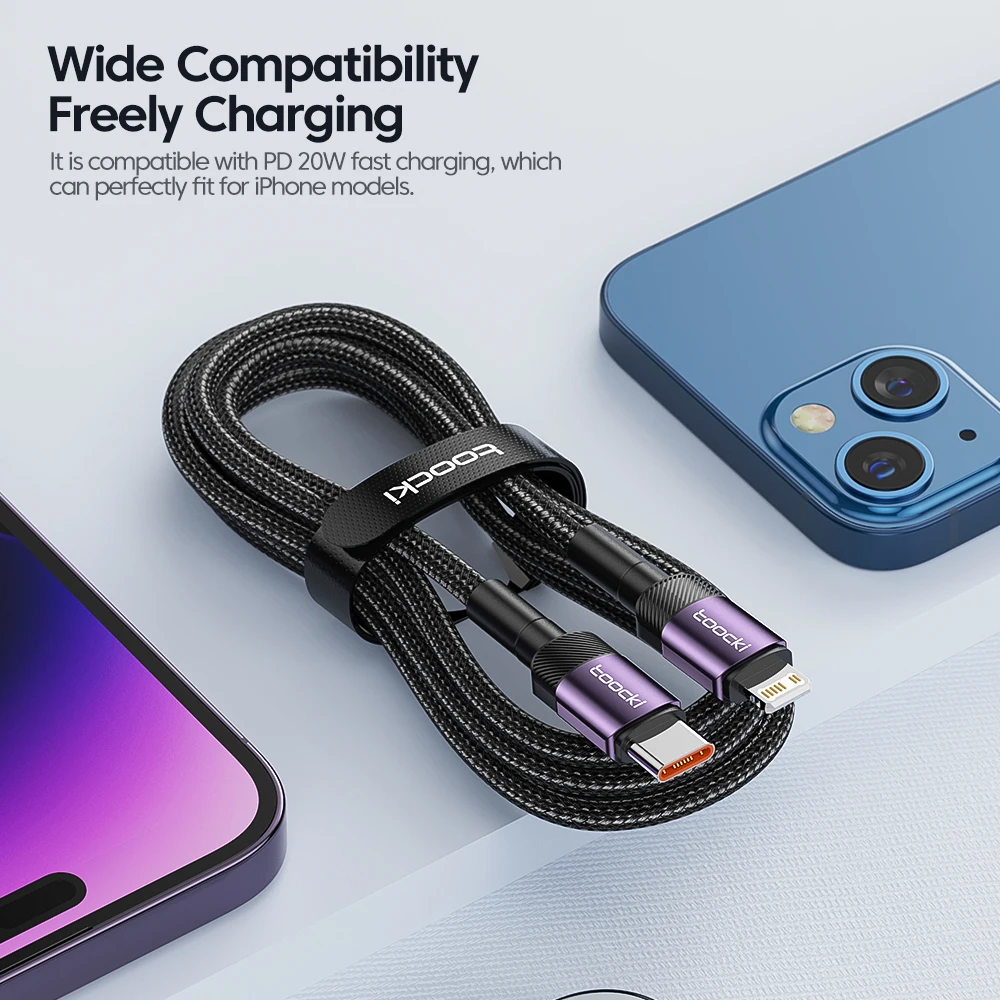 Toocki PD 20W USB C a Cable Lightning para iPhone 14 13 12 11 Pro XS 8 tipo C a Cable Lightning Cable de datos Cable de carga rápida - imagen 2