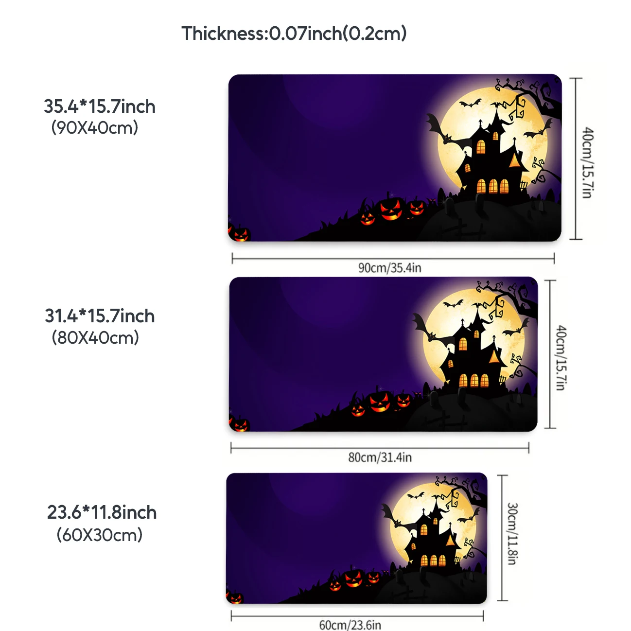 Alfombrilla de ratón de Halloween, alfombrilla de escritorio para teclado de juegos de anime XL, base de goma antideslizante, protector de escritorio extendido grande para el hogar y la Oficina - imagen 2