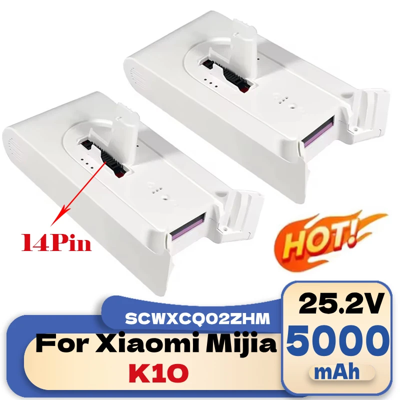 Nuevo paquete de batería de repuesto para aspiradora inalámbrica de mano Xiaomi Mijia K10, baterías recargables de iones de litio de 25,2 v 5000mAh