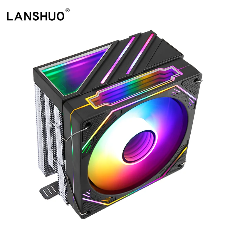 El ventilador silencioso de CPU de tubo de cobre Lanshuo 6 de 120MM es adecuado para LGA 1200, 1150, 1155, AMD, AM4, 1700, ventilador de refrigeración X79 X99 2011