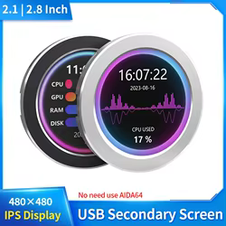 Pantalla Watercooling USB 2,8'' – Monitor Secundario CPU GPU RAM con Espectro Musical
