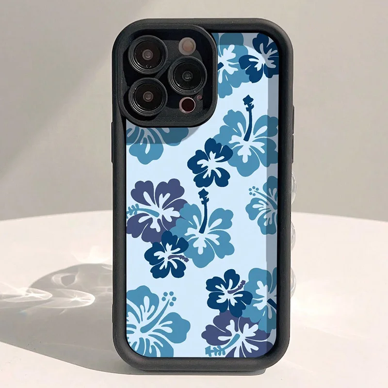 Funda para Samsung Galaxy A16 A36 A56 A25 A35 A55 A54 A53 S25 S24 S23 Ultra S22 Plus S21 FE con funda con patrón pintado a mano azul