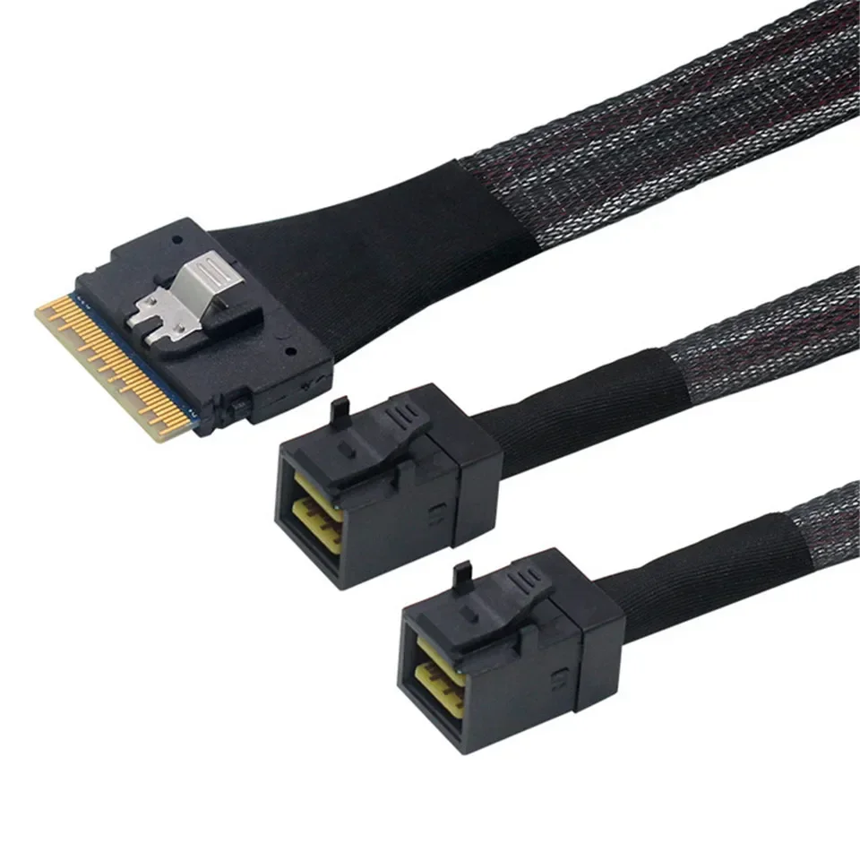 Mini SAS Slim SAS 4,0 SFF-8654 8i 74PIN a Slim SAS 4,0 SFF-8643 Dual HD 36PIN 600Mbps Cable de datos de servidor para interruptores de servidores