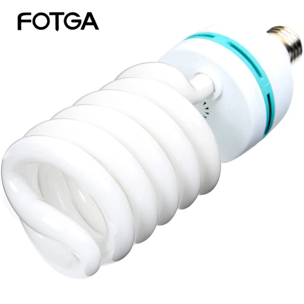Lámpara fotográfica FOTGA 85W 5500K fotografía E27 ahorro de energía luz CFL bombilla espiral de luz diurna lámpara de fotografía de estudio fotográfico
