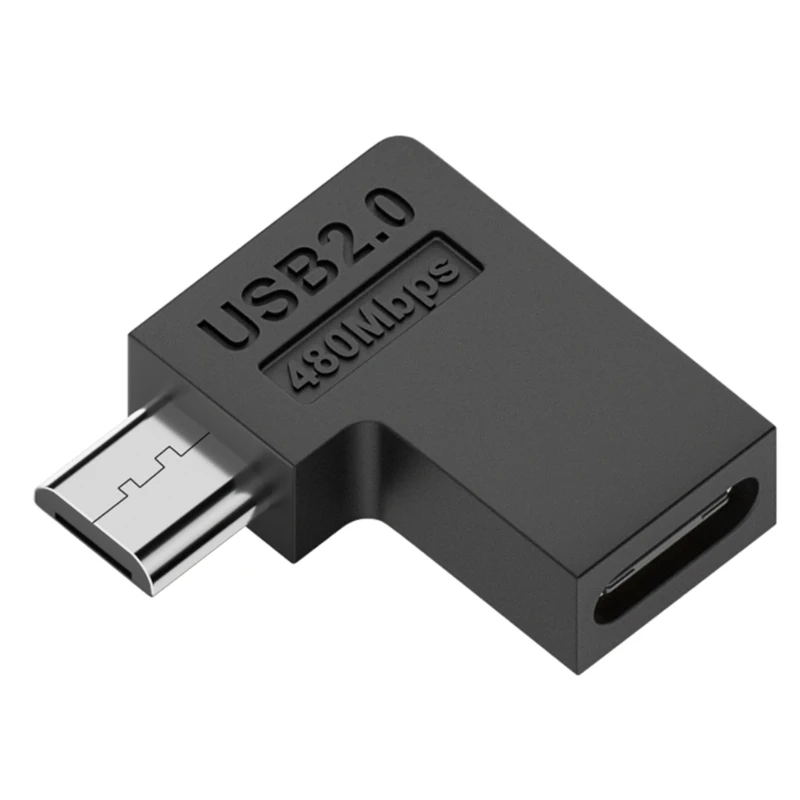 Adaptador USB tipo C de 90/180 grados, conector hembra a Micro USB macho, adaptador de cargador Micro USB tipo C para Xiaomi, Huawei, Samsung - imagen 4