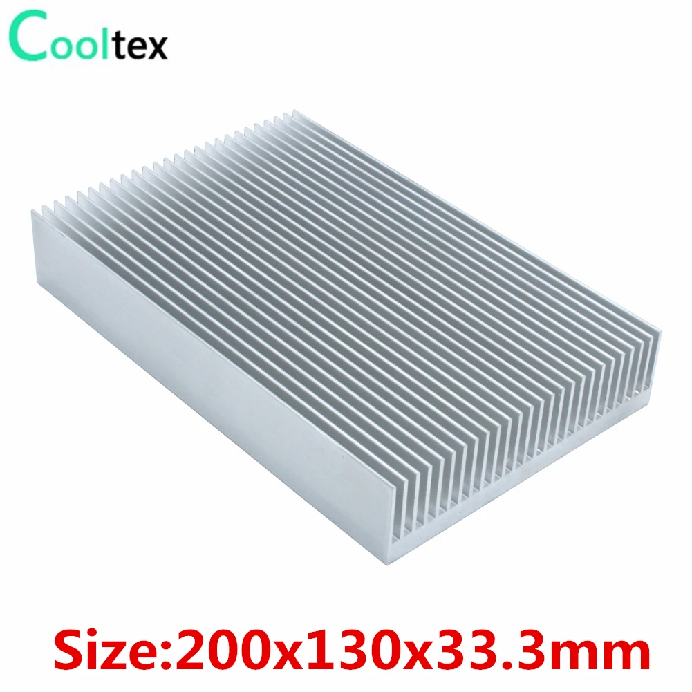 Disipador de calor de aluminio, refrigeración para Chip LED, amplificador de potencia electrónico, disipación de calor, 200x130x33,3mm - imagen 2