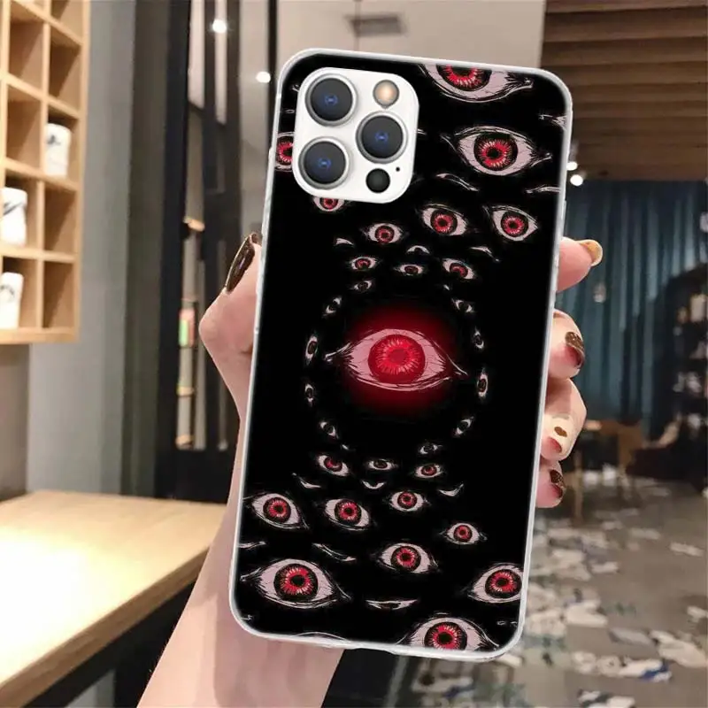 Funda de teléfono de silicona con ojos y cara aterradora para iPhone 17 16E 15 Pro Max 14 Plus 11 13 Mini 12 7 8 SE Air 17Pro, carcasa 17 16 16E - imagen 4