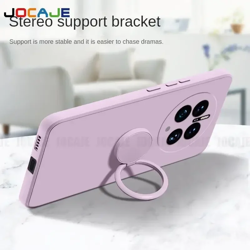 Para Realme GT5 Pro GT 6T cubierta de soporte de anillo de silicona líquida para Realme 11 Pro Plus 12X GT Neo 5 SE cubierta suave de TPU con cordón - imagen 3