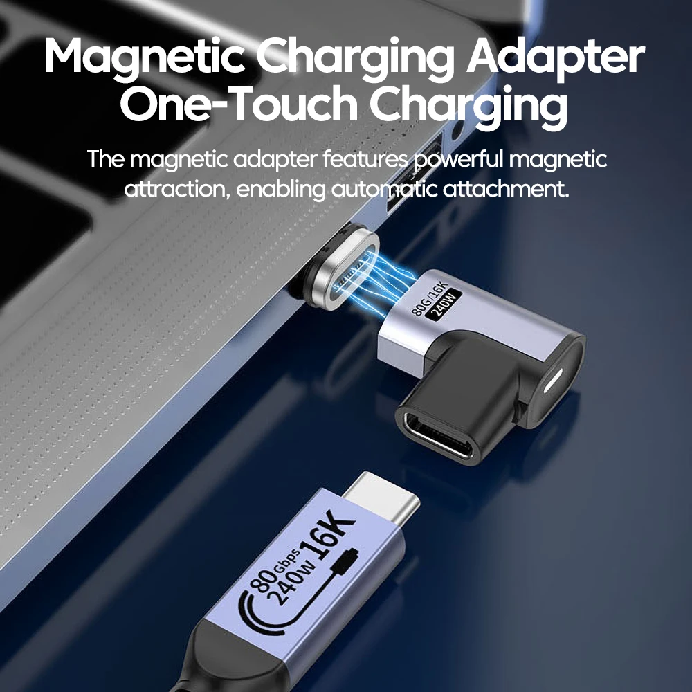 Adaptador USB4.0 magnético USB C a tipo C 240W 40Gbps Cable convertidor OTG de datos de carga rápida para iPhone 17 16 adaptador de USB-C Samung - imagen 3