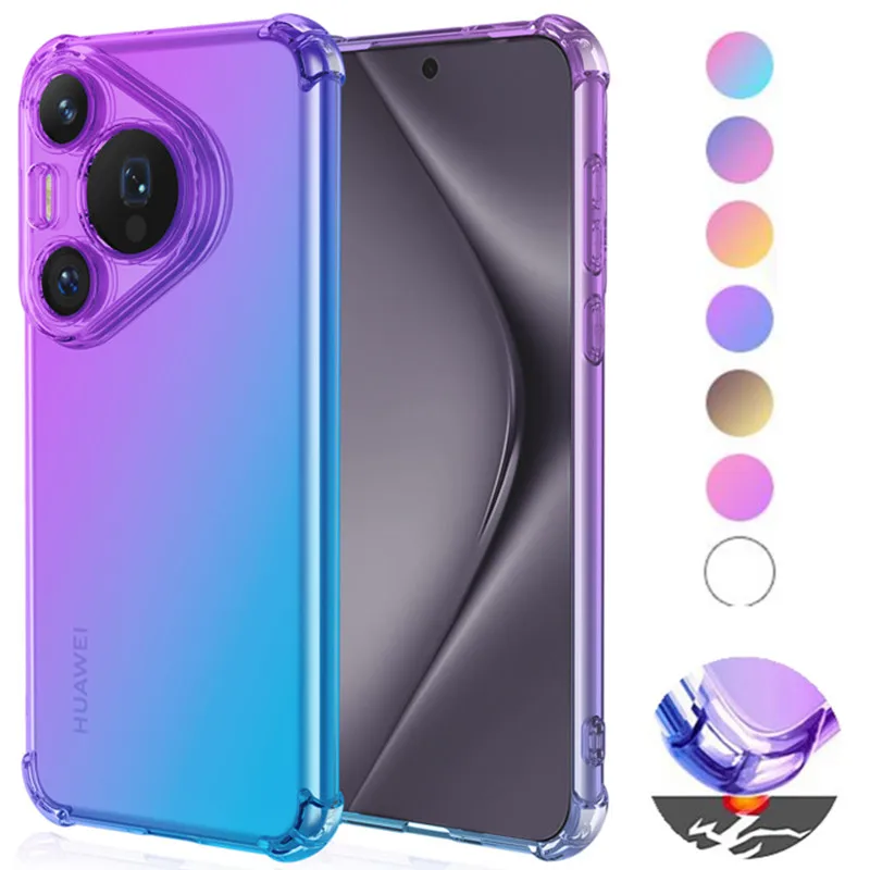 Funda de TPU con gradiente a prueba de golpes de cuatro esquinas para Huawei Pura 80 70 Pro P70 Ultra funda protectora Fundas Coque Capa