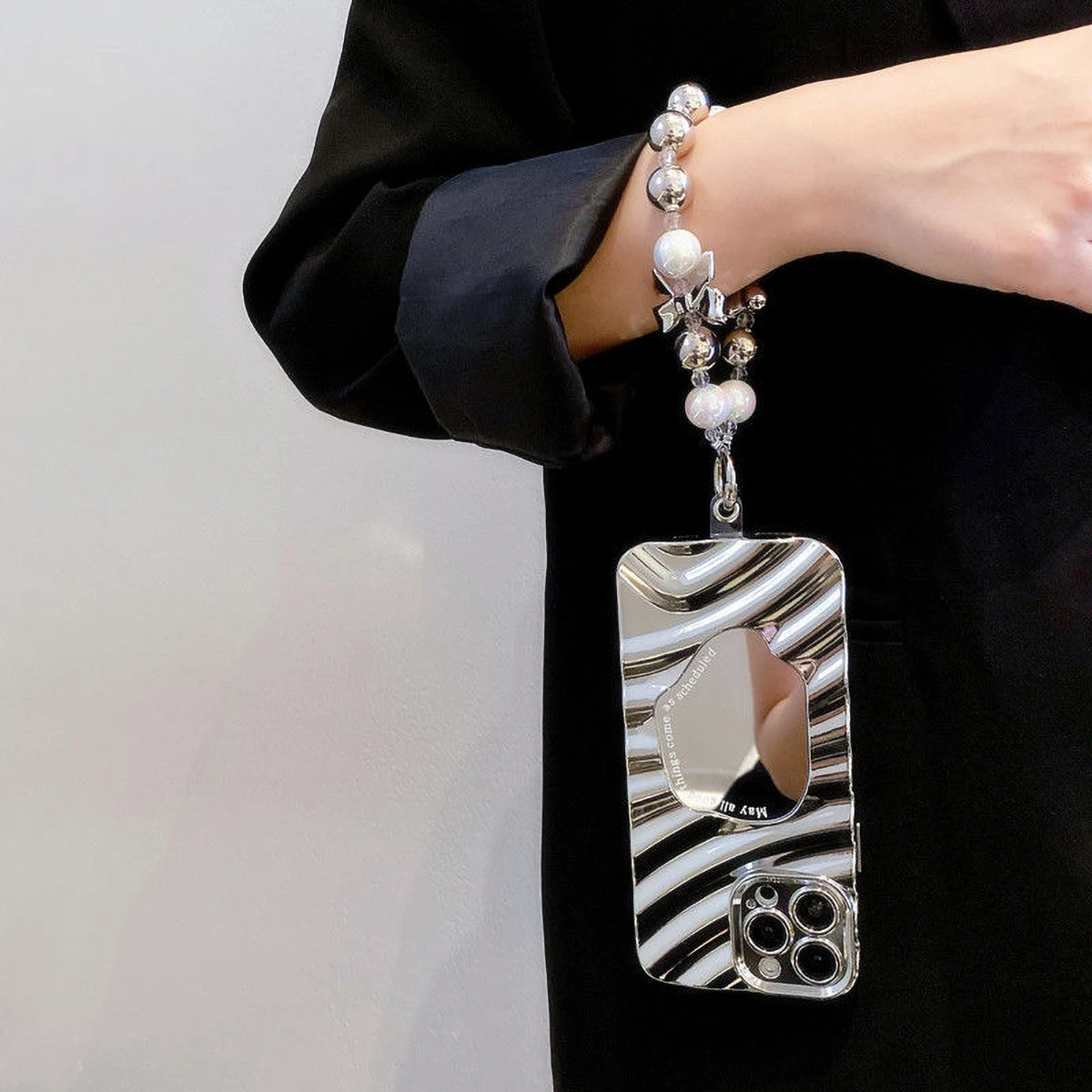 Funda de teléfono con cordón de espejo de maquillaje para iPhone 16 Pro Max 13 11 15 14 12 17 Air 17promax 16promax Funda de silicona a prueba de golpes - imagen 5