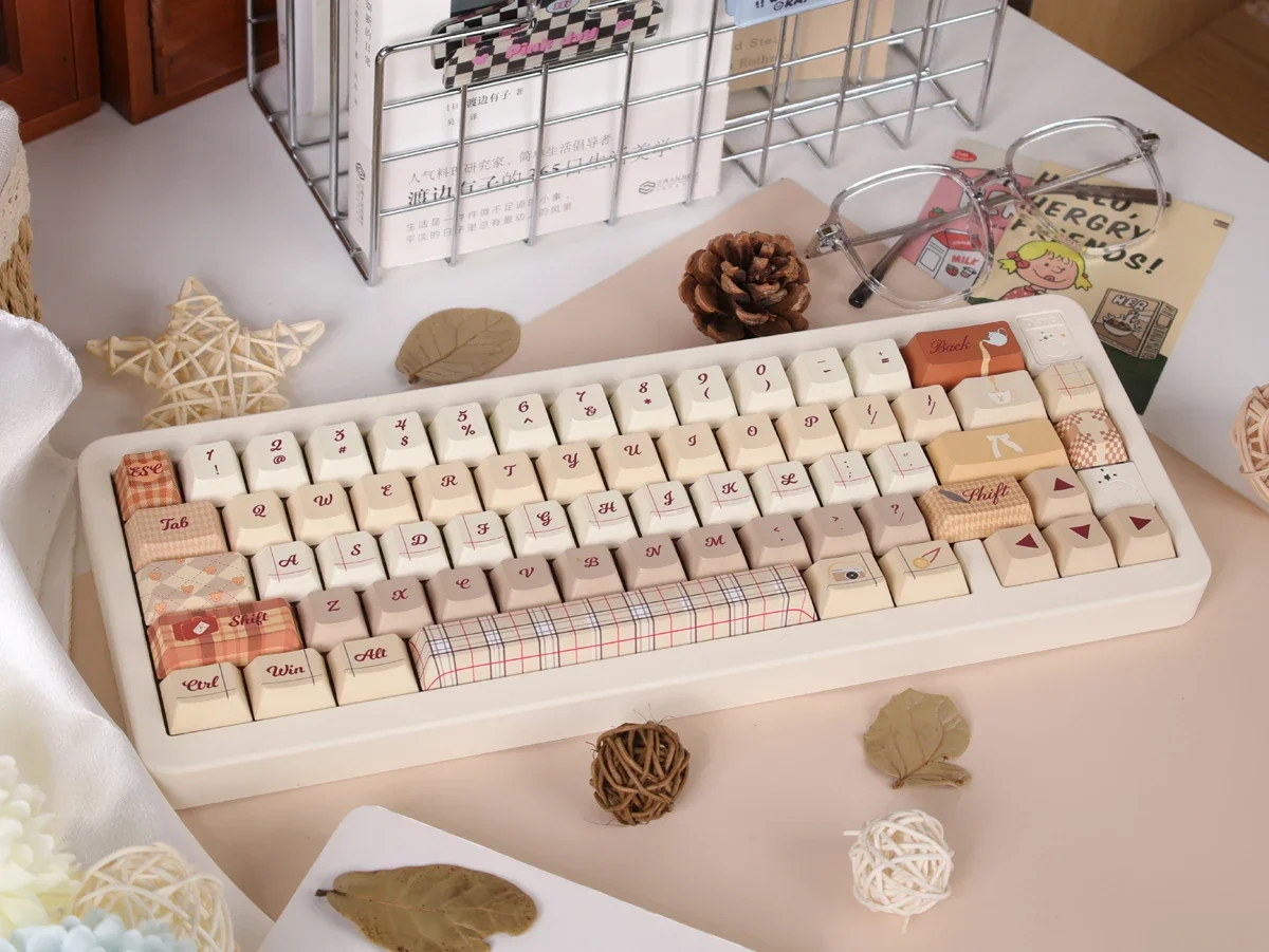 Otoño británico Keycap luz Retro caqui cereza Pbt otoño 141 teclas Keycaps L Enter Key 2,25/2.75U Space Bar Alice Layout Keycaps - imagen 2