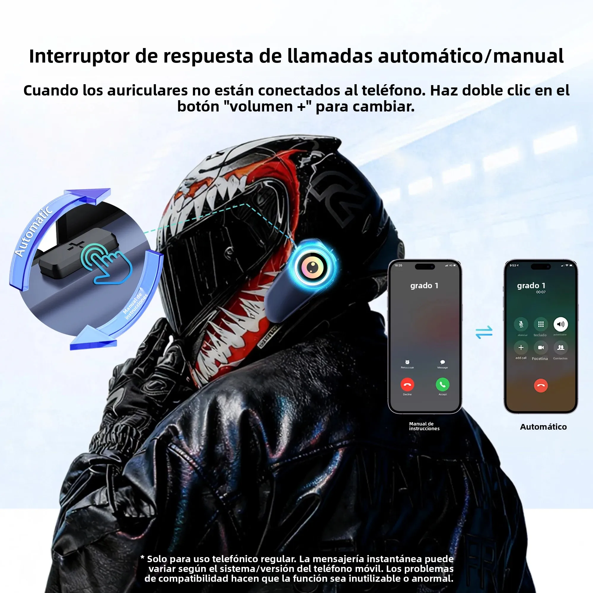 Intercomunicador Bluetooth para casco de motocicleta G1, reproductor MP3 con batería de 1000mAh, resistente al agua, alcance de 500M, compartir música para 2 conductores - imagen 4