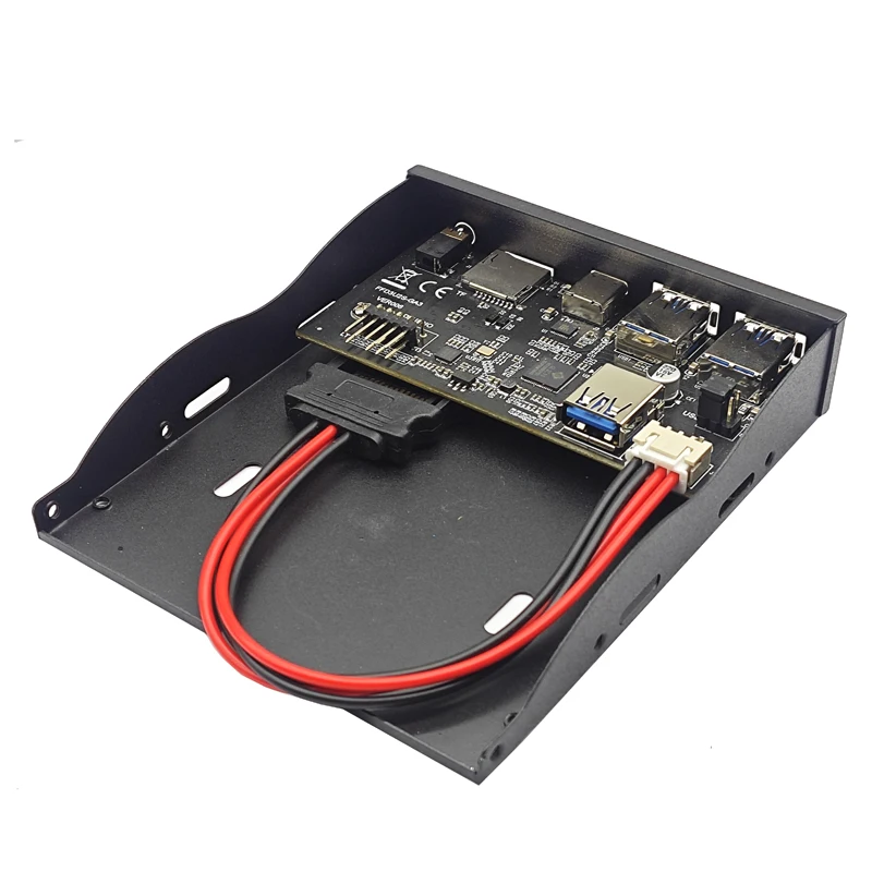 5Gbps 2 x USB3.0 + 1 x TYPE-C + TF/SD + AUDIO HD Adaptador de micrófono con conector para auriculares Panel frontal USB para escritorio HUB de entrada de disquete de 3,5" - imagen 3