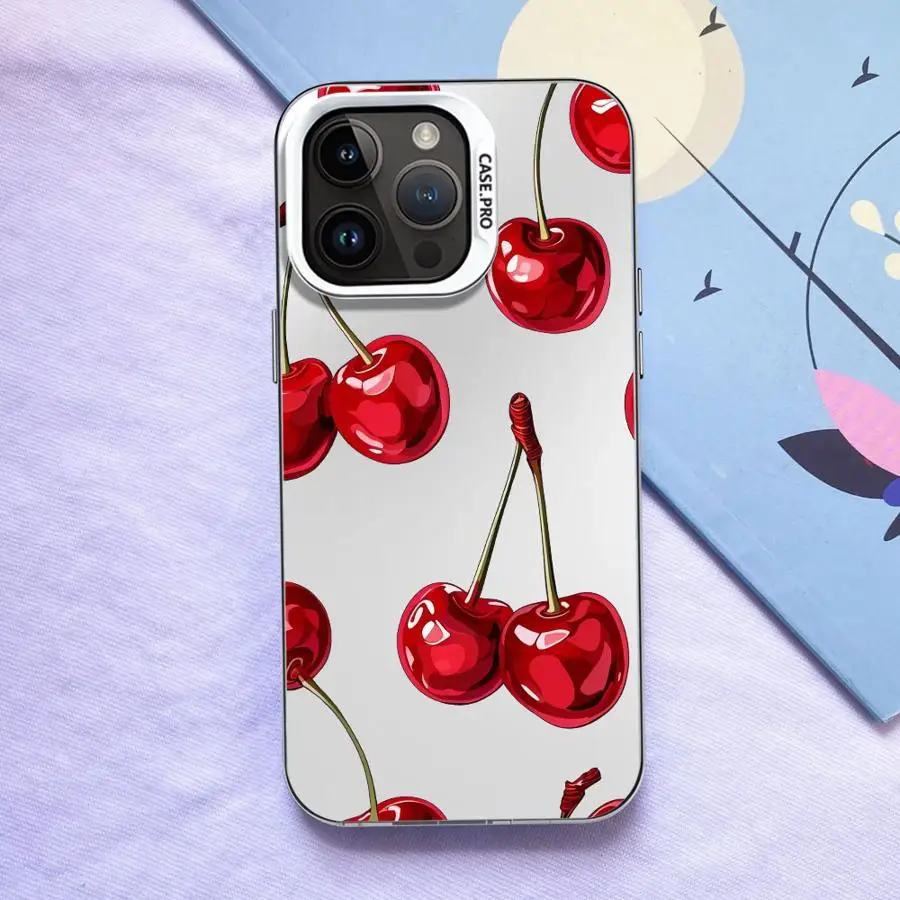 Hermoso patrón de cereza funda trasera de teléfono para iPhone 14 13 16 17 Pro Max 12 XR 16e 17Air XS 15 Plus 11 - imagen 4