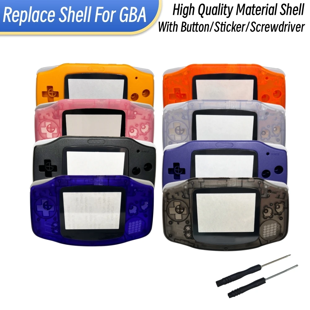 Carcasa de reparación, cubierta de carcasa para consola GBA, Kit de botones, etiqueta adhesiva de lente de pantalla para reemplazo Gameboy Advance