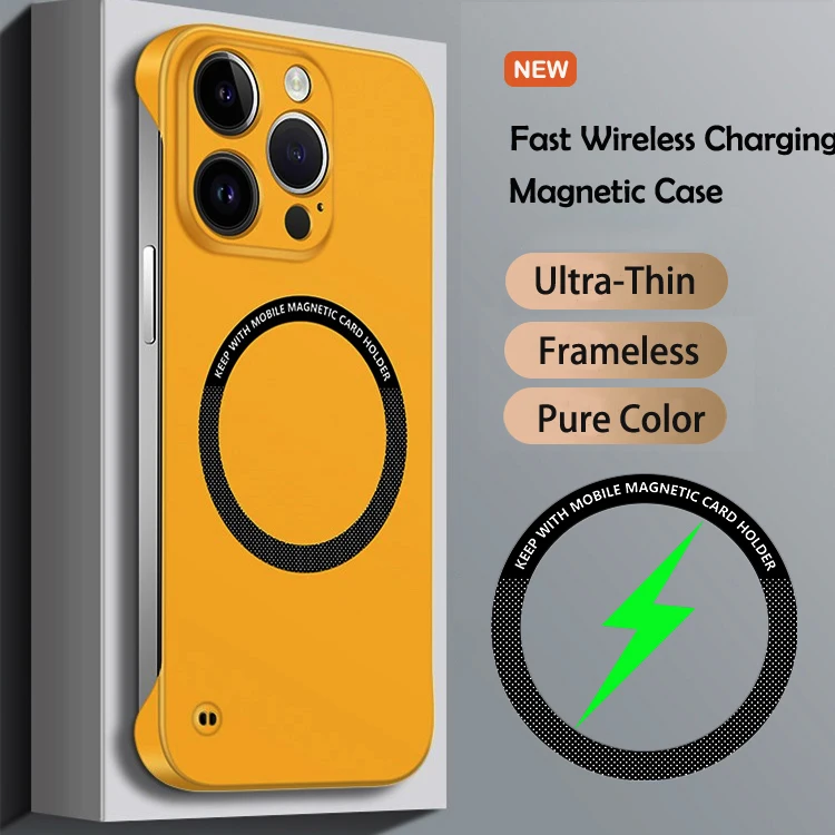 Funda de teléfono de Color sólido sin marco magnética ultradelgada de lujo para Magsafe iPhone 13 12 Mini 11 Pro XR X XS Max cubierta a prueba de golpes