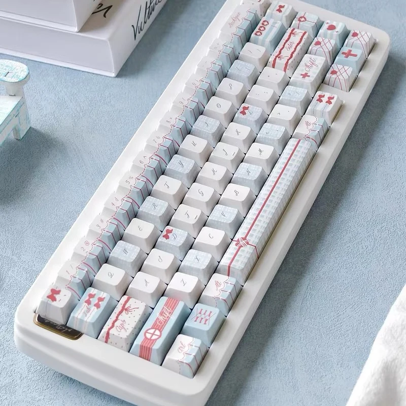 Juego de teclas con tema bonito de Memorias azules, teclas personalizadas originales hechas a mano con perfil de cereza PBT para accesorios de teclado mecánico, regalo - imagen 5