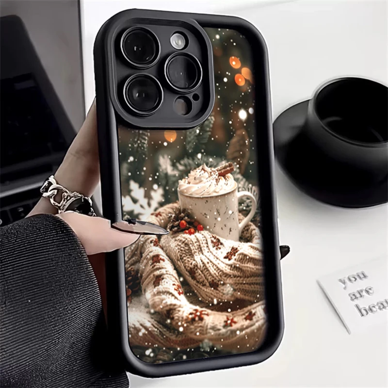 Funda de teléfono para Xiaomi 14 13 12 11 Lite 5G Mi 14T 13T 12T 15T Pro diseño de bebida nevada de invierno cubierta de silicona TPU suave a prueba de golpes