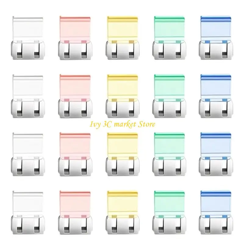 D7YC 20 piezas Clips transparentes color caramelo, Clip plástico para papel, organizador documentos, Clips para - imagen 2