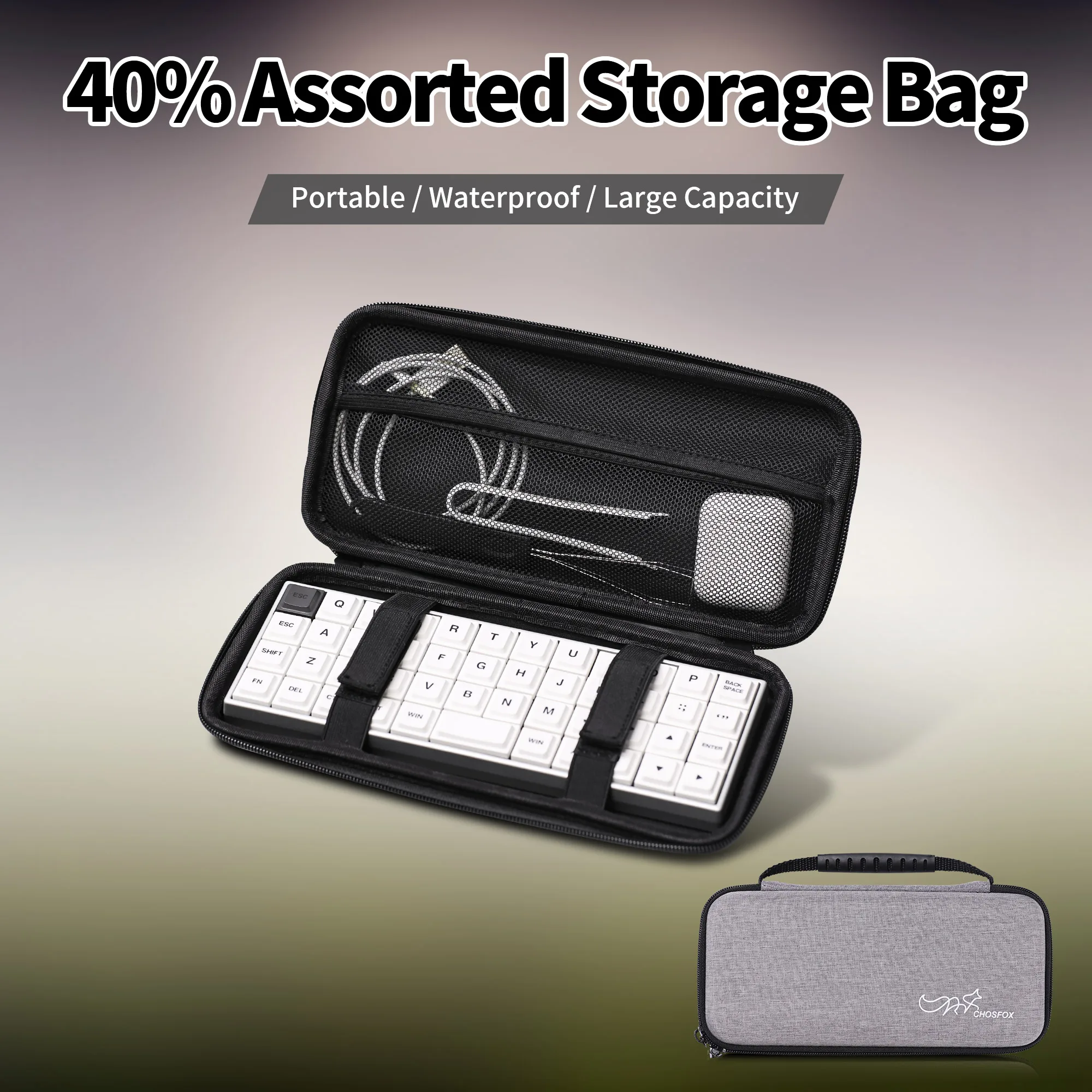 Chosfox-Bolsa de almacenamiento para teclado portátil, bolsas para teclado mecánico de gran capacidad, bolsas protectoras impermeables de tela gruesa 40%