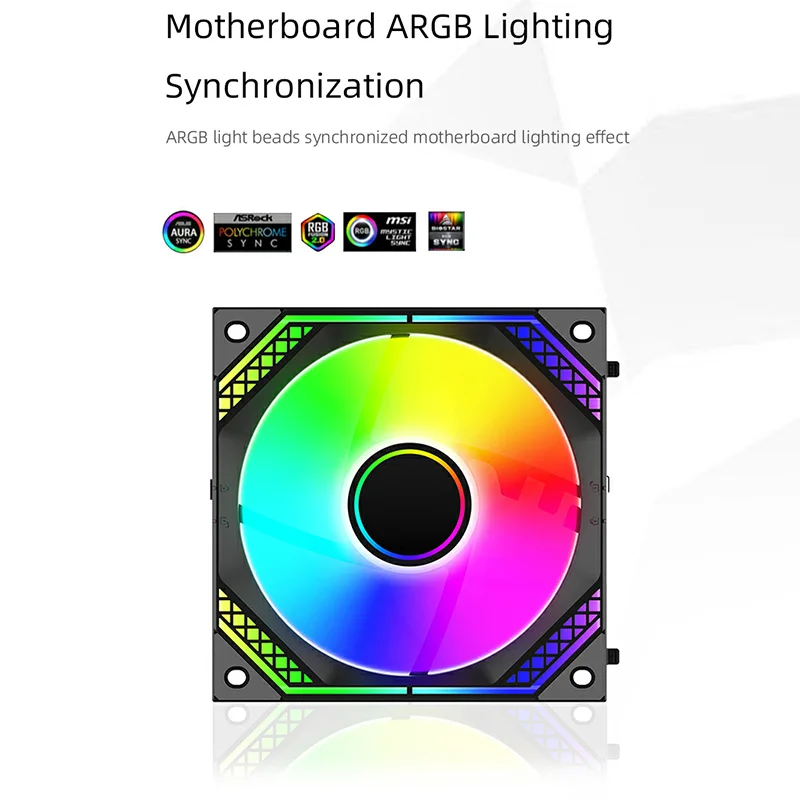 TEUCER JM-2 Kit de ventilador con cubierta ARGB espejo ciclo efecto de luz refrigeración PWM 800-2000RPM enfriador de computadora empalme inalámbrico 120mm ventilador de PC - imagen 3