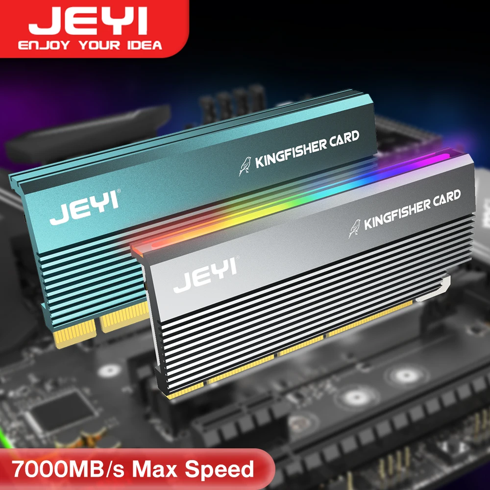 JEYI-adaptador RGB PCIe 4,0 NVMe, tarjeta adaptadora PCIe a NVMe M.2 SSD con disipador térmico de aluminio, Compatible con Gen4 Gen3 Gen2 Gen1