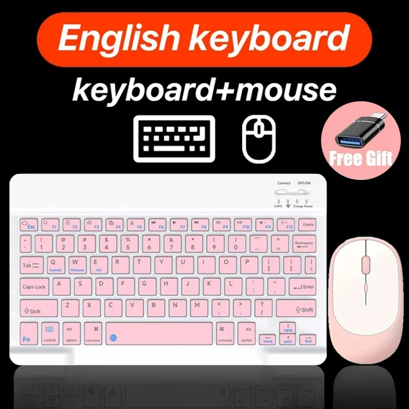 Teclado y ratón inalámbricos, teclado recargable compatible con Bluetooth para ordenador portátil, tableta, teléfono, Ipad, Android, iOS, Windows