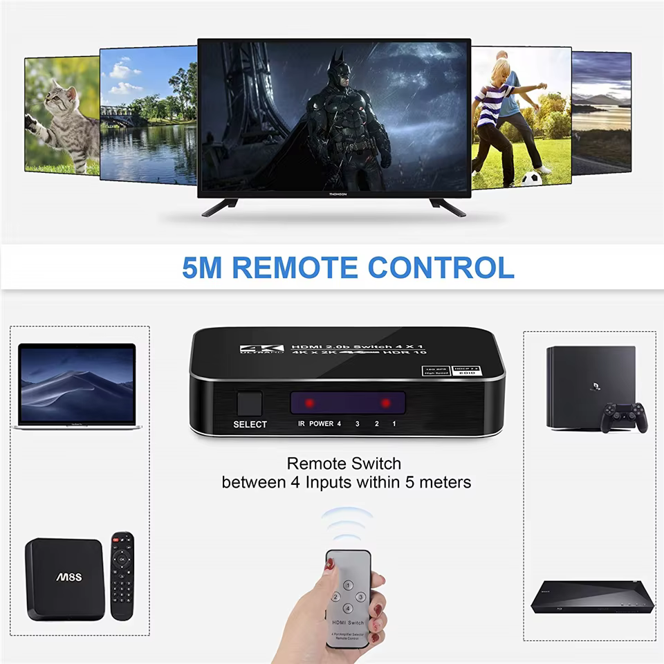 Conmutador HDMI 4K 4 Entradas 1 Salida Selector TV Consolas - imagen 4