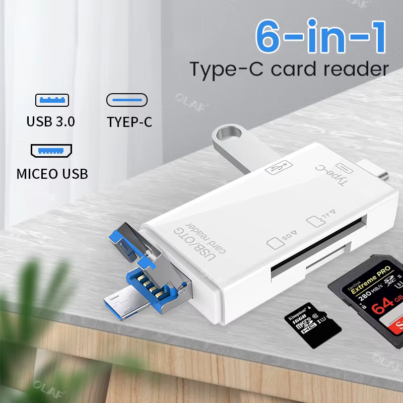 Lector Tarjetas USB-C 6 en 1 SD Micro TF Adaptador OTG - imagen 2
