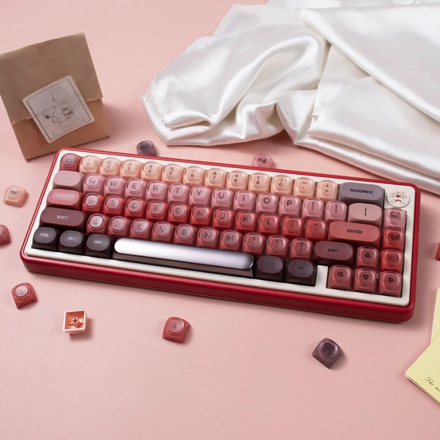 (Solo tapa de tecla) teclas de lápiz labial HOA gradiente PBT + Material de PC superficie de tecla esmerilada para teclado mecánico magnético MX Switch - imagen 2