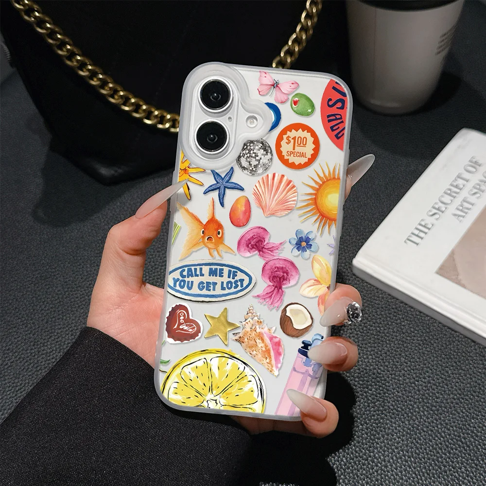 Paisaje costero vino limón mate transparente esmerilado a prueba de golpes funda de teléfono para iPhone 16 15 14 Plus 13 12 11 Pro X XR Max 7 8 Plus - imagen 3