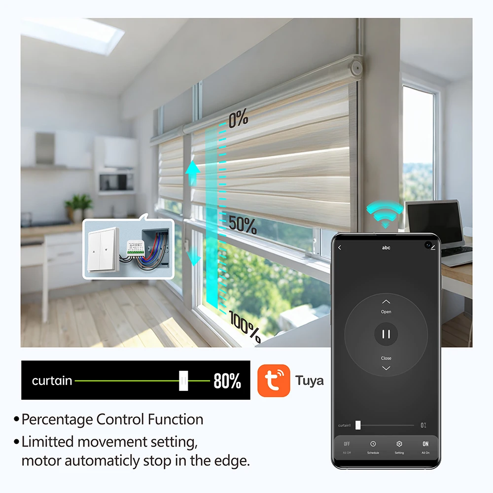 Tuya Alexa WiFi inteligente RF cortina módulo de interruptor de persiana enrollable 110V 220V 240V transmisor 5 en 1 para persianas de ventana toldo garaje - imagen 3