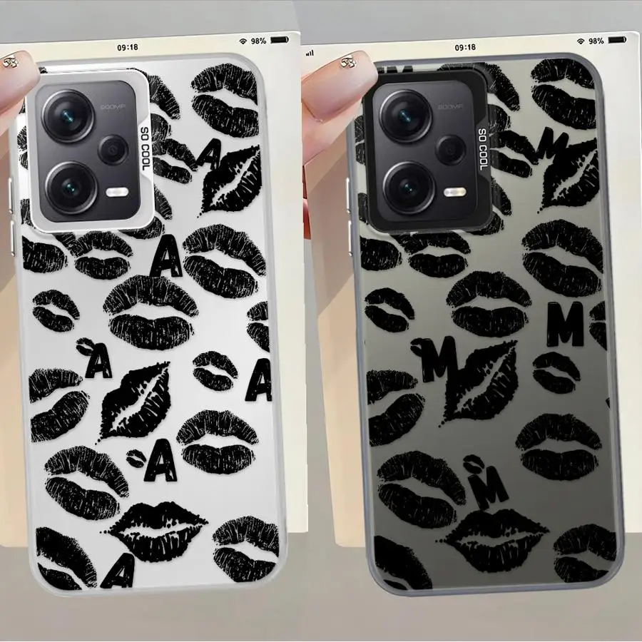Funda para Xiaomi Mi 12T Pro 13T 11 Lite, funda trasera para teléfono con letras de labios rojos - imagen 5