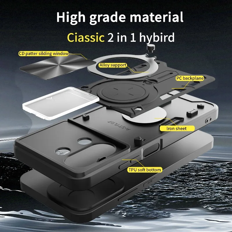 Cubierta deslizante para Redmi 15C, cubierta de soporte de anillo magnético de 173mm para Redmi 15 C, lente de 171mm, protección de cámara, parachoques a prueba de golpes - imagen 5