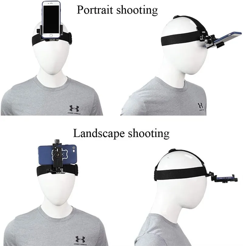Soporte de Clip para correa de cabeza de teléfono móvil ajustable manos libres soporte de correa de diadema Universal para IPhone GoPro POV Vlog Mount - imagen 3