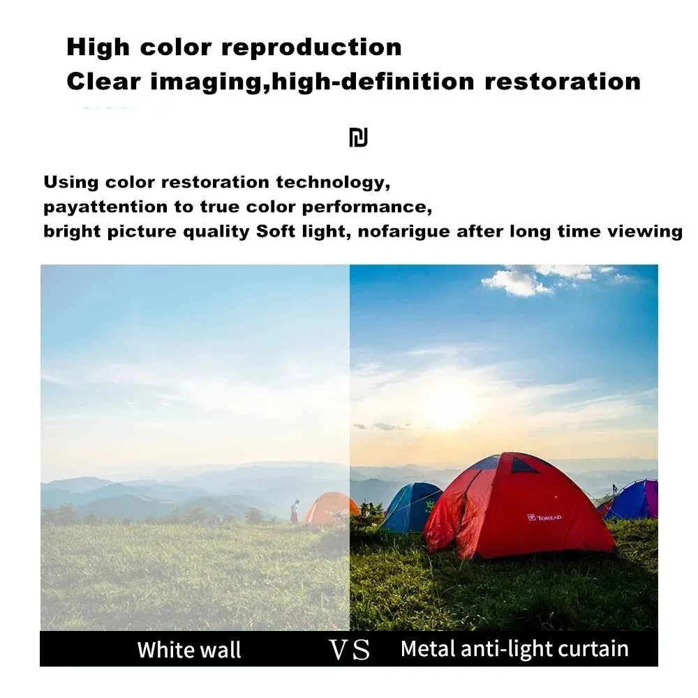 Pantalla de proyector 16:9, cortina antiluz de Metal, tela reflectante para proyector YG300 XGIMI H3 HALO Mogo Xiaomi DLP - imagen 2