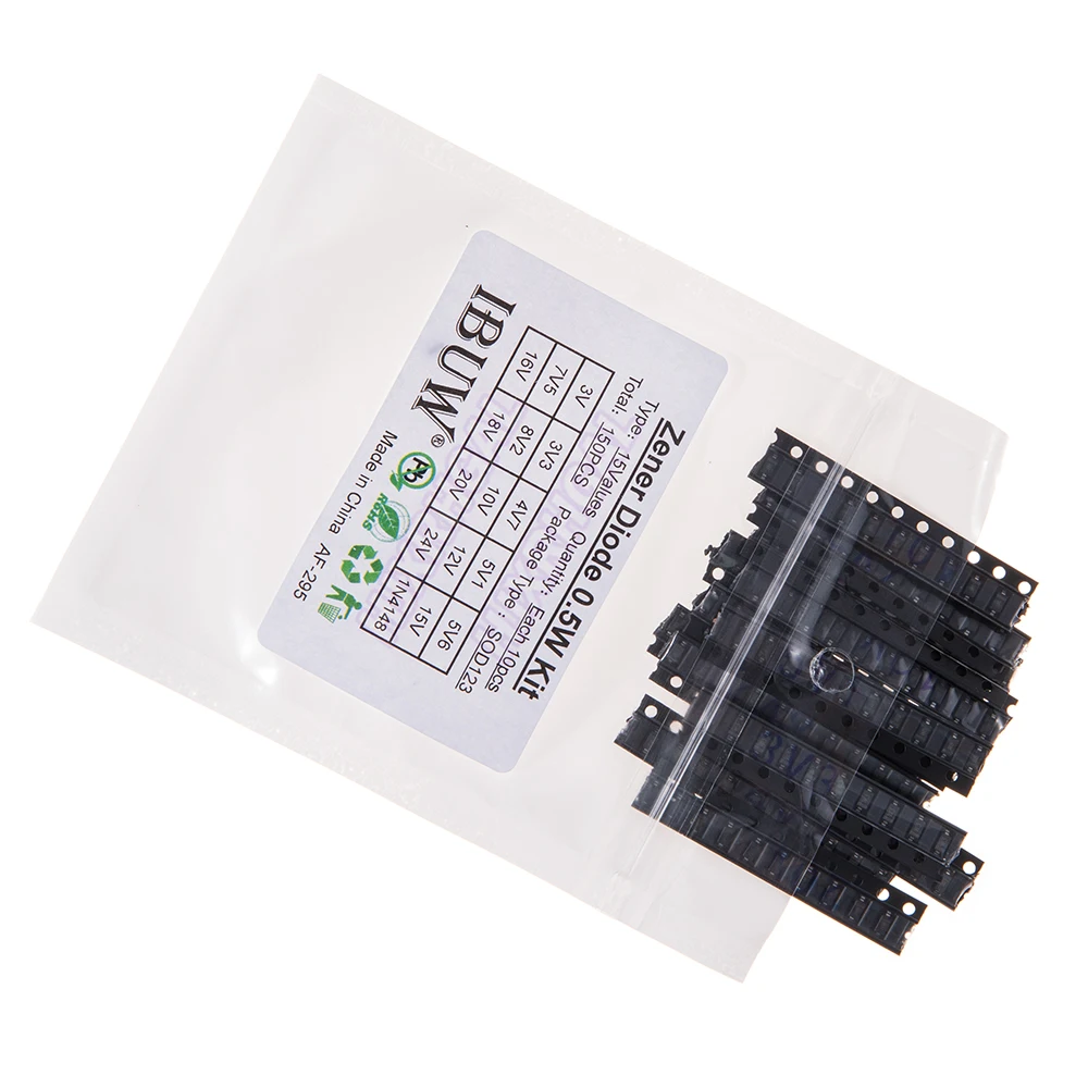 15 valores * 10 Uds = 150 Uds KIT SOD-123 1206 0,5 W diodo Zener SMD paquete igmopnrq - imagen 2