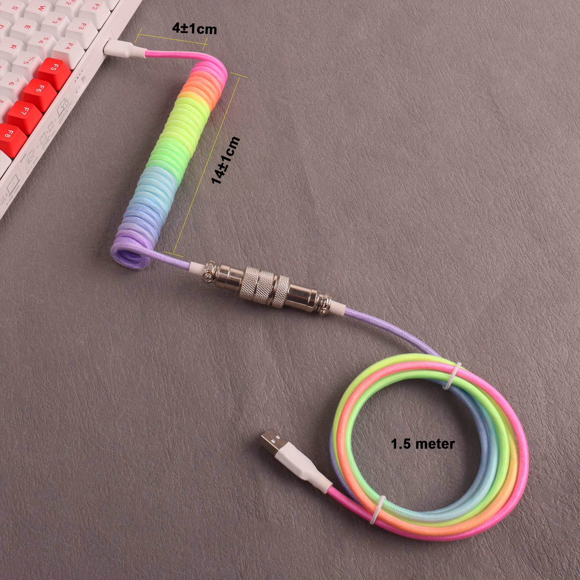 LANO-conector de aviador de Metal GX16 USB a Tpye C, Cable en espiral para teclado, Accesorios de escritorio para PC - imagen 3