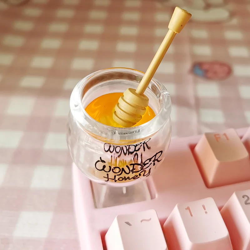 Teclado mecánico personalizado translúcido 3D Candy Jar Honey Punk Girl, lindo teclado blanco R4, decoración única - imagen 2