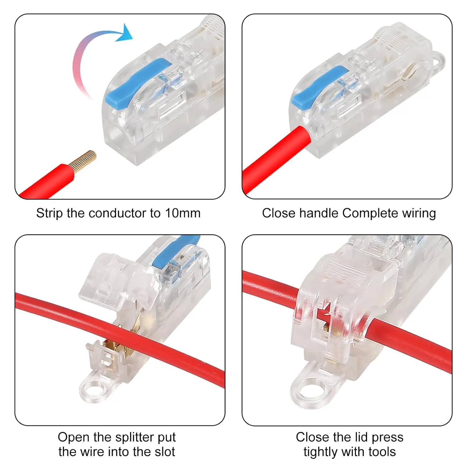20 piezas conectores de cable T Tap terminales de desconexión, conector divisor de cable de bajo voltaje Push-in, conectores de cable rápido de palanca - imagen 4