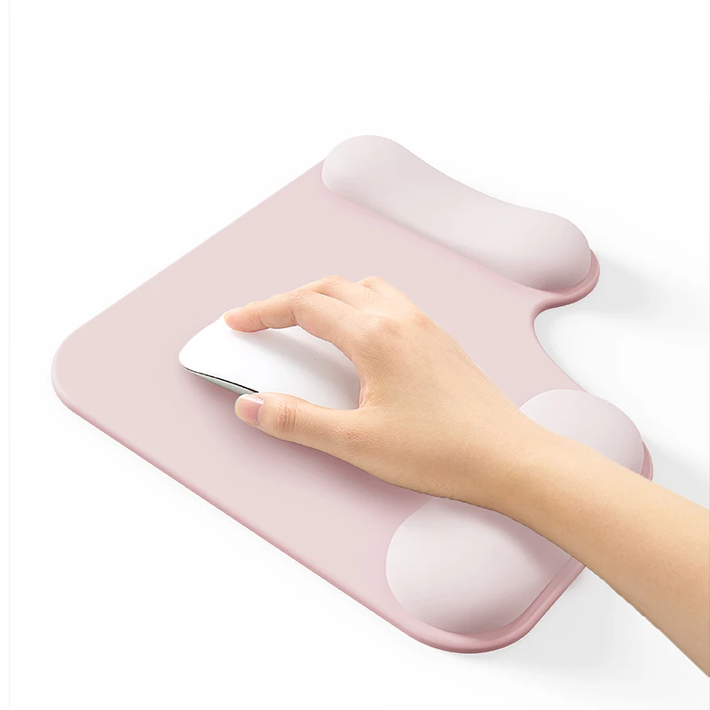 Alfombrilla de ratón ergonómica con soporte para muñeca doble, alfombrilla de espuma viscoelástica para ratón, cojín para muñeca de plástico suave, reposamanos de tela suave para oficina - imagen 5