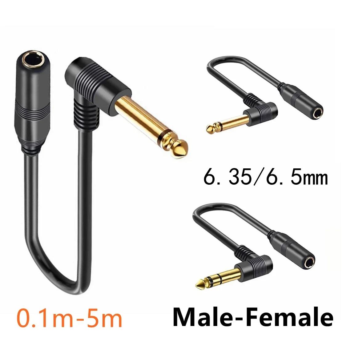 Ángulo de 90 grados, conector Mono TS de 6,35mm, Cable estéreo TRS de 6,5 MM, Cable corto de extensión de Audio macho a hembra para mezclador de bajo y guitarra - imagen 4